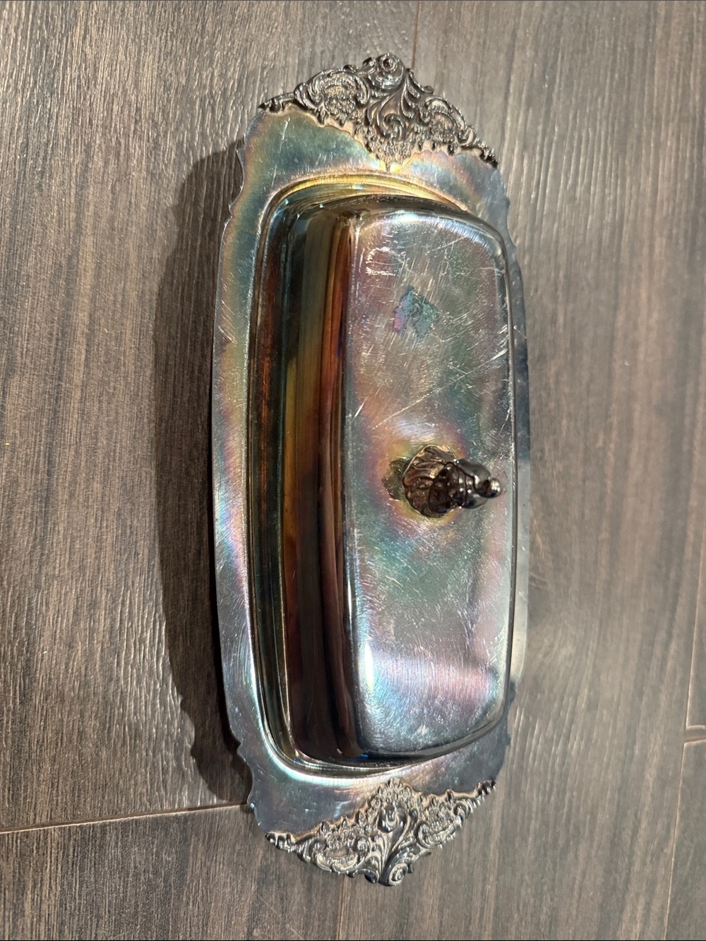 Wallace Silver Butter Dish with Ornate Accents 8:9